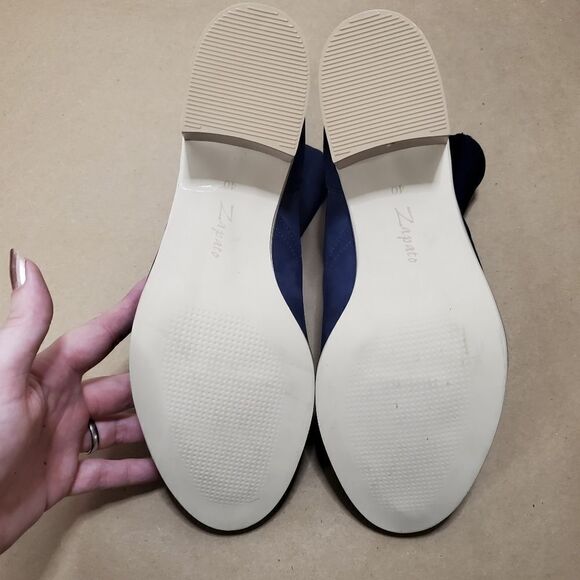 Navy Suede Block Heel Ankle Boot - Picture 9 of 16